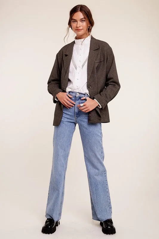 Listicle Oversized Solid Blazer